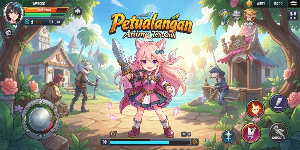 Tampilan gameplay <strong>API5000</strong> yang menampilkan aksi karakter anime.
