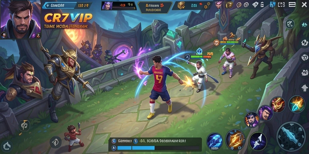 Screenshot gameplay MOBA CR7VIP yang seru dan mendebarkan.