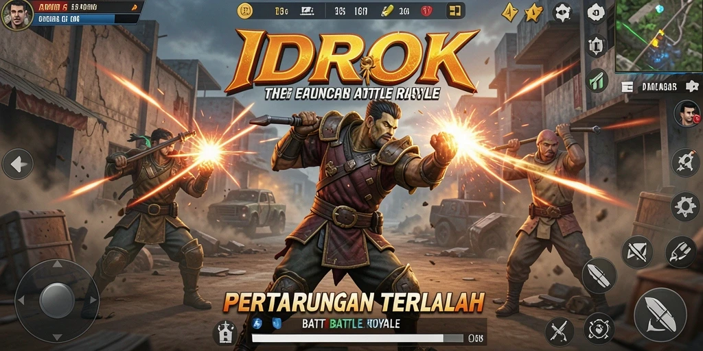 Tampilan gameplay IDROK yang mendebarkan dalam pertempuran Battle Royale.