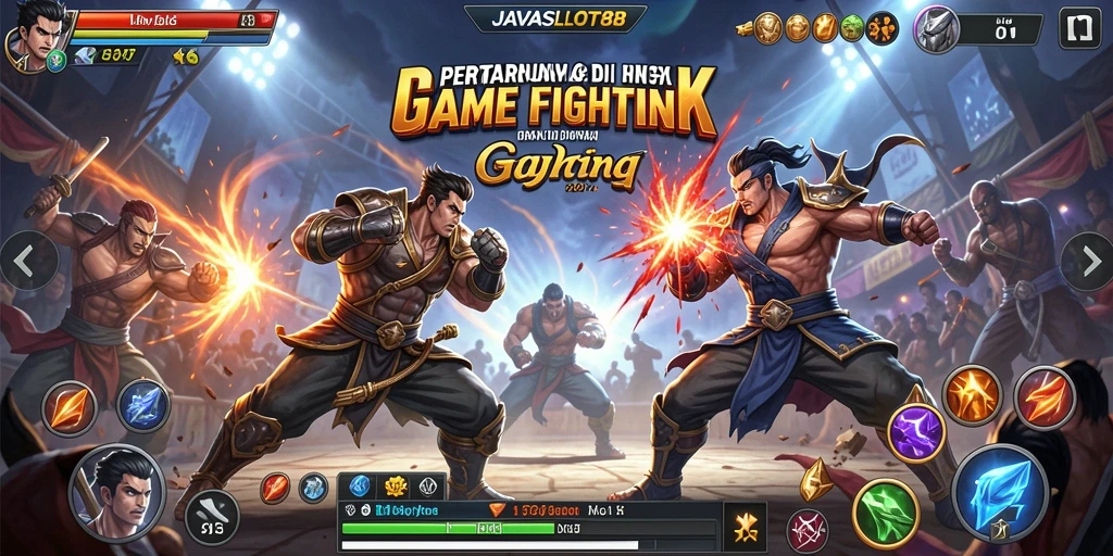 Screenshot dari pertarungan seru dalam game Fighting JAVASLOT88.
