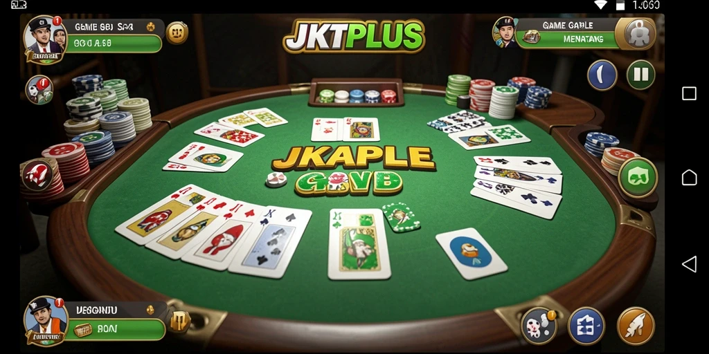 Tampilan gameplay JKTPLUS dengan suasana bermain Gaple yang seru.