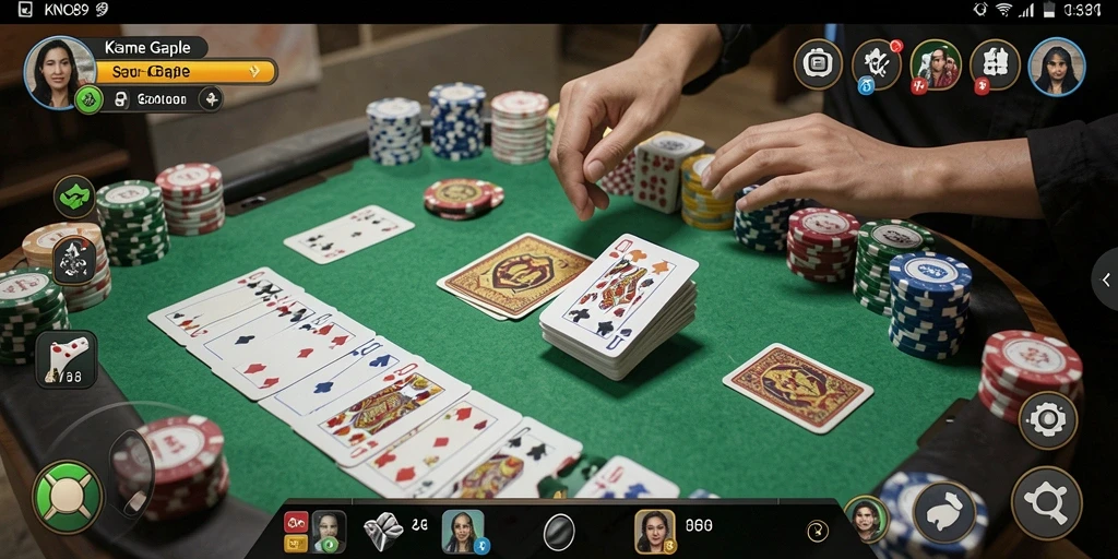 Tampilan gameplay Gaple KNO89 yang seru dan interaktif.