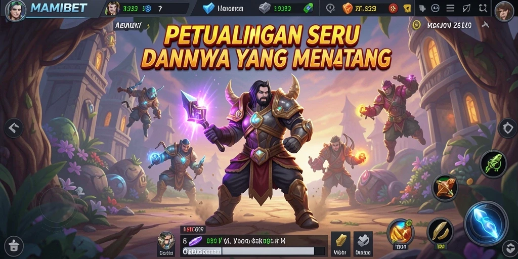 Screenshot menunjukkan aksi mendebarkan di dunia petualangan MAMIBET.