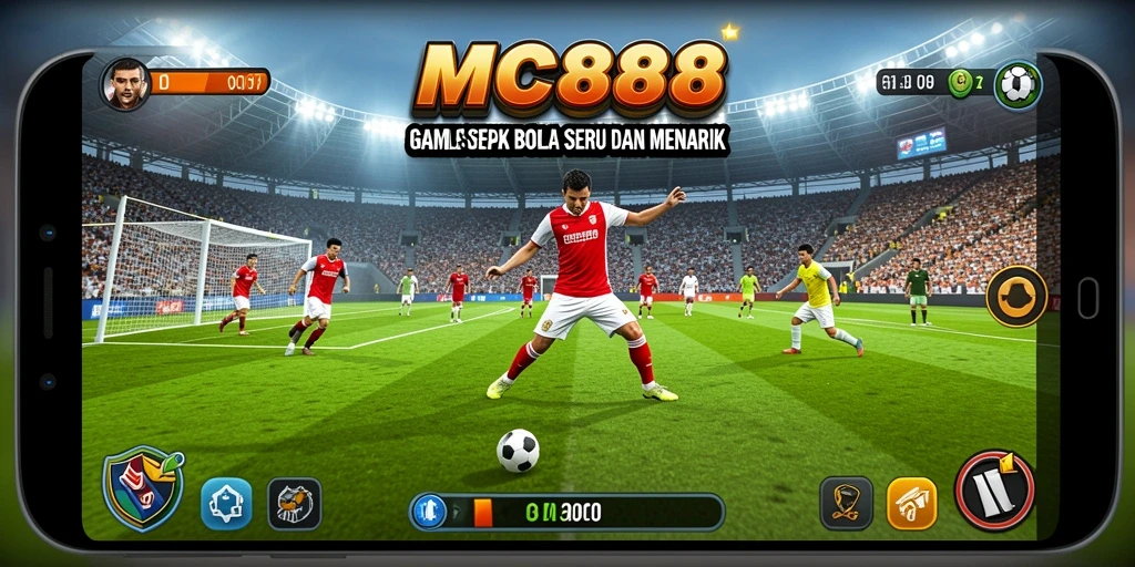 Tampilan gameplay menarik di MC888 dengan aksi sepak bola yang seru.