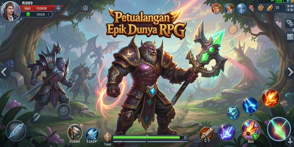 Screenshot RI889 menampilkan aksi seru dalam pertempuran RPG.