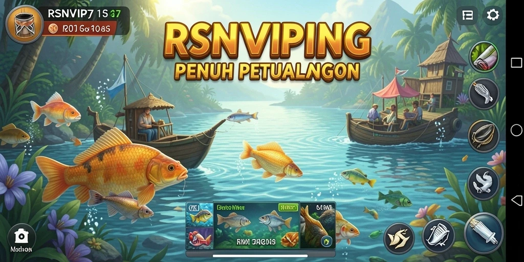 Screenshot gameplay RSNVIP7 menampilkan aksi seru saat memancing.