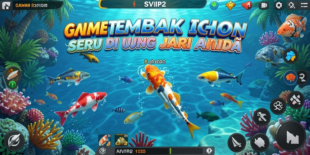Screenshot gameplay menunjukkan aksi menembak ikan di SVIP2.